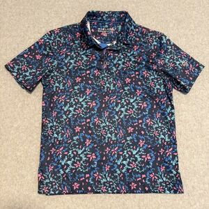 MAELREG Boys Performance Golf Polo Shirt Size 10-12 M Navy Pink Paint Splatter
